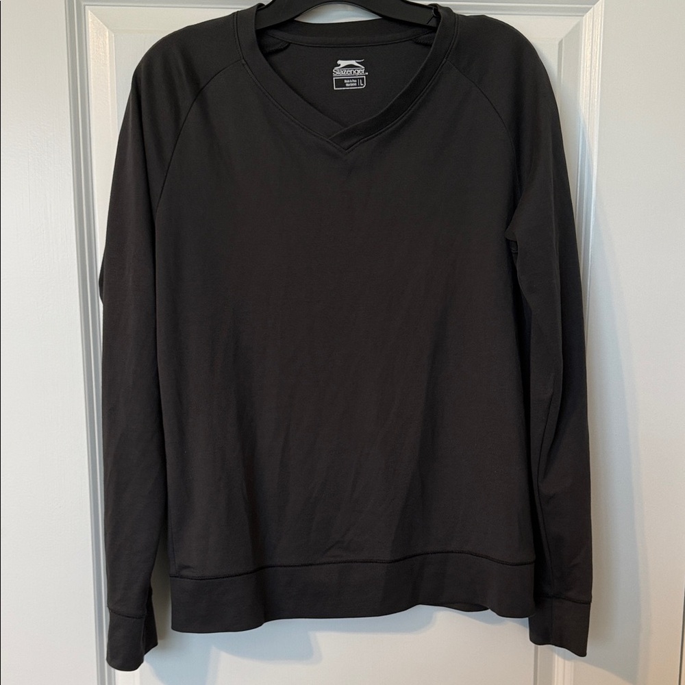 Slazenger Black V-Neck Long Sleeve Top